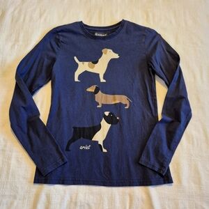 Ariat boys or girls size XL or 14 crew neck navy long sleeve shirt 3 dogs VGUC